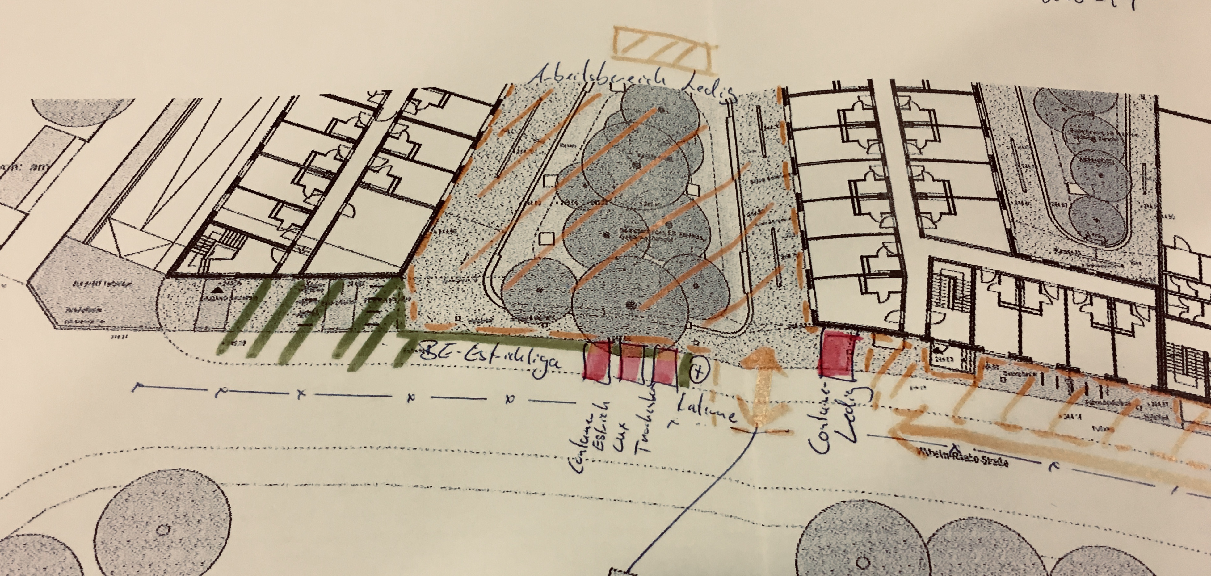 Lageplan mit Planungsnotizen